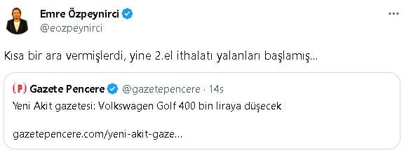 Yandaş gazete Volkswagen Golf'ü 400 bin liraya düşürdü 8