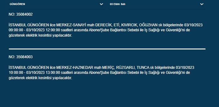 İstanbul’da elektrik kesintisi: 21 ilçeyi etkileyecek 15