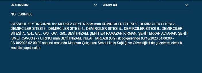 İstanbul’da elektrik kesintisi: 21 ilçeyi etkileyecek 21