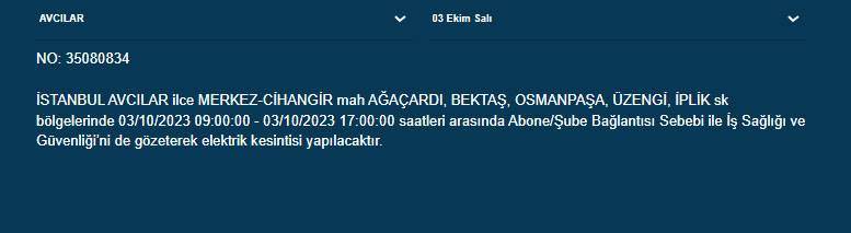 İstanbul’da elektrik kesintisi: 21 ilçeyi etkileyecek 13