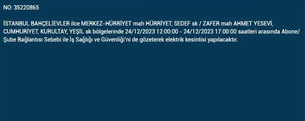 İstanbul'da birçok ilçede elektrik kesilecek 'Mumları fenerleri jeneratörleri hazırlayın' 11