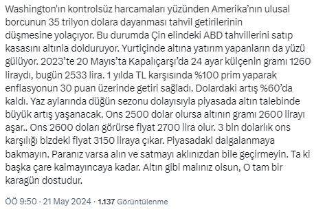 Necmettin Batırel 'Satmayı aklınızdan bile geçirmeyin' diyerek açıkladı! Altın o rakama çıkacak 11