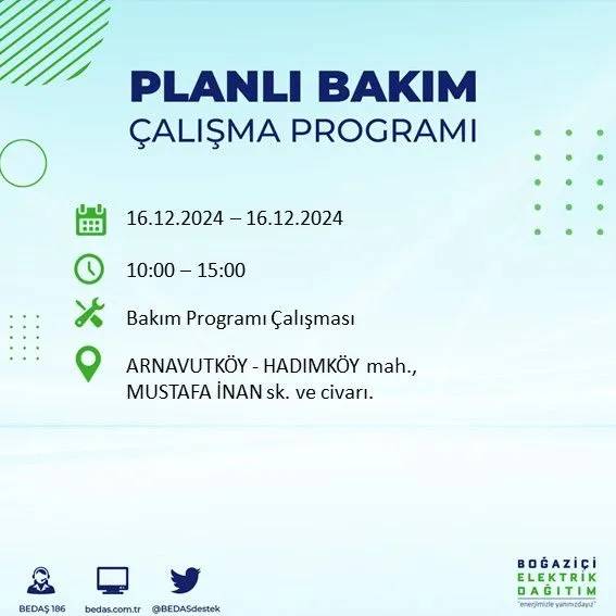 BEDAŞ İstanbul’da elektrik kesintisi yaşanacak ilçeleri paylaştı 2