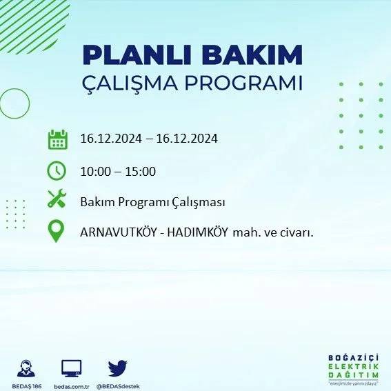 BEDAŞ İstanbul’da elektrik kesintisi yaşanacak ilçeleri paylaştı 3
