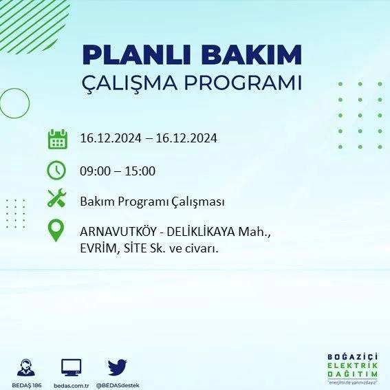 BEDAŞ İstanbul’da elektrik kesintisi yaşanacak ilçeleri paylaştı 5
