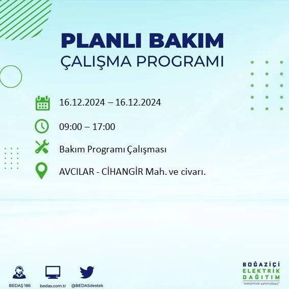 BEDAŞ İstanbul’da elektrik kesintisi yaşanacak ilçeleri paylaştı 9