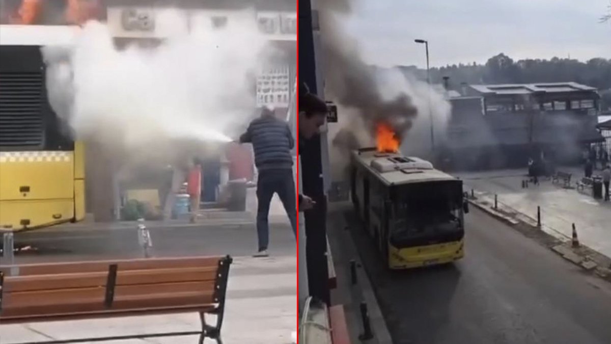 Beykoz’da İETT otobüsü yandı