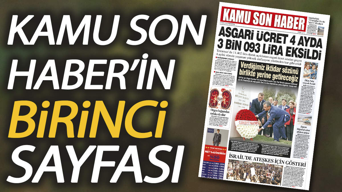 Kamu Son Haber'in birinci sayfası