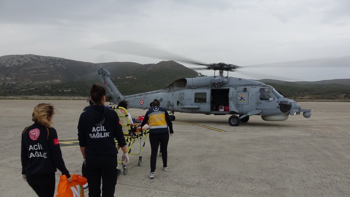 Gökçeada'da kalp krizi geçiren vatandaş askeri helikopter ile kurtarıldı