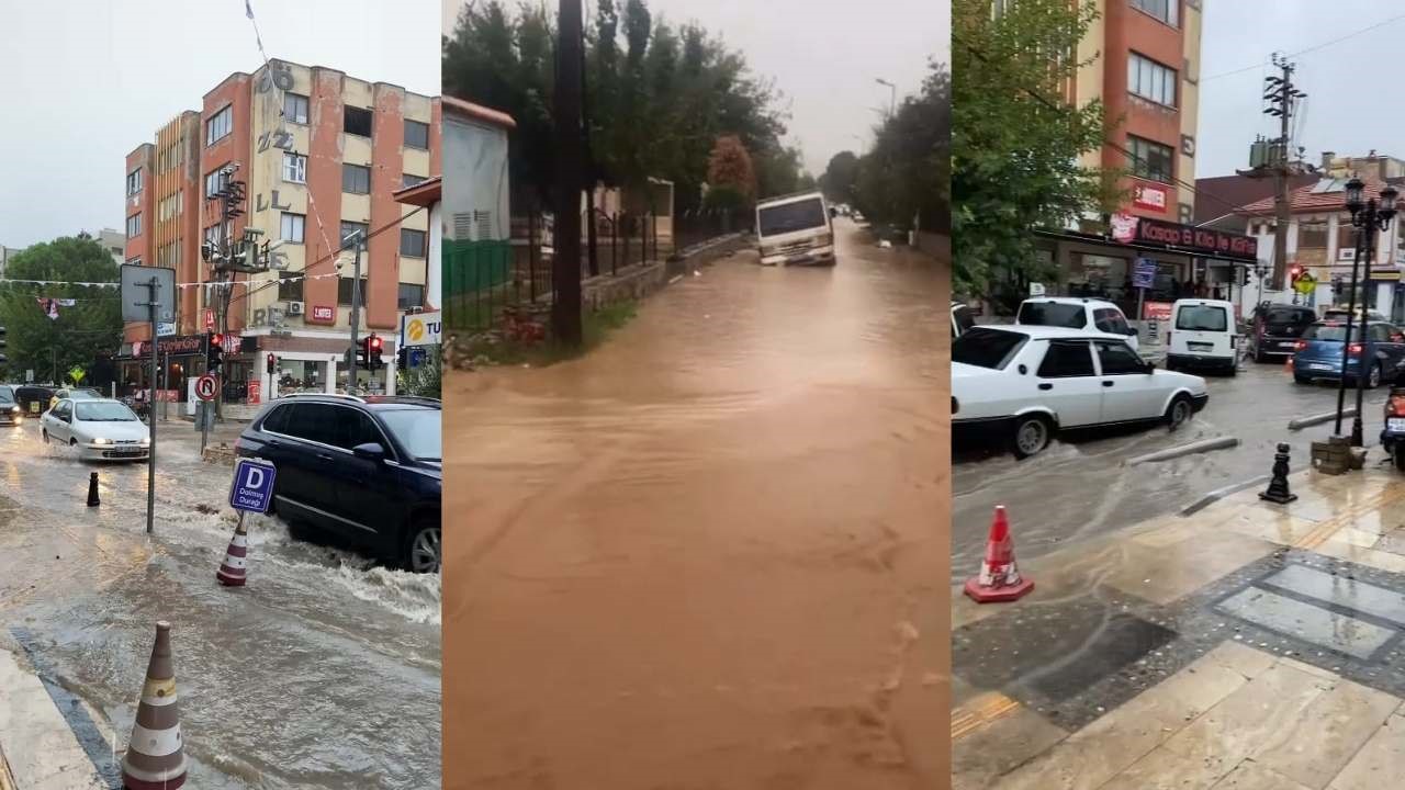 Milas’ta şiddetli yağış hayatı felç etti