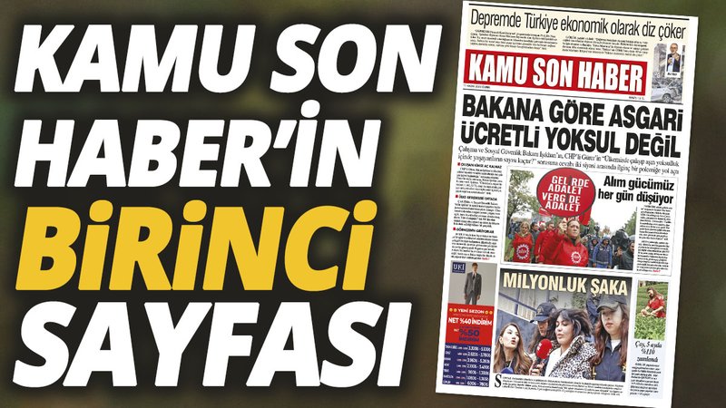 Kamu Son Haber'in birinci sayfası
