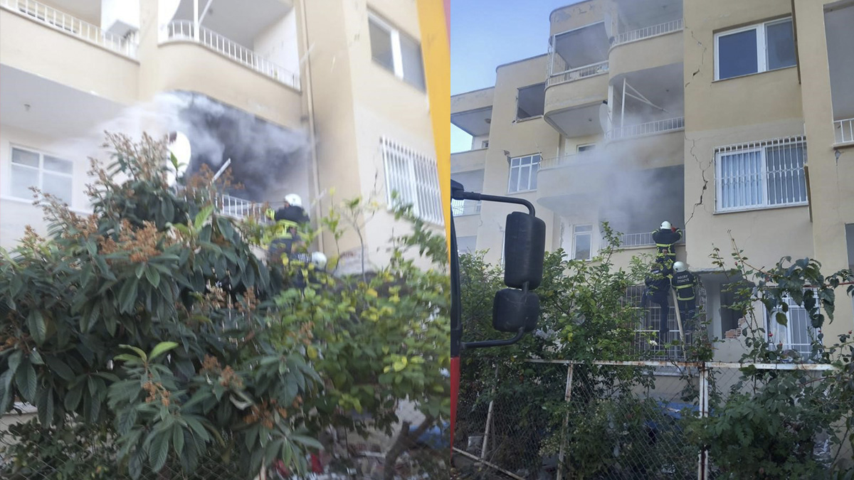 Hatay’ın Belen ilçesinde bir evin balkonu yandı