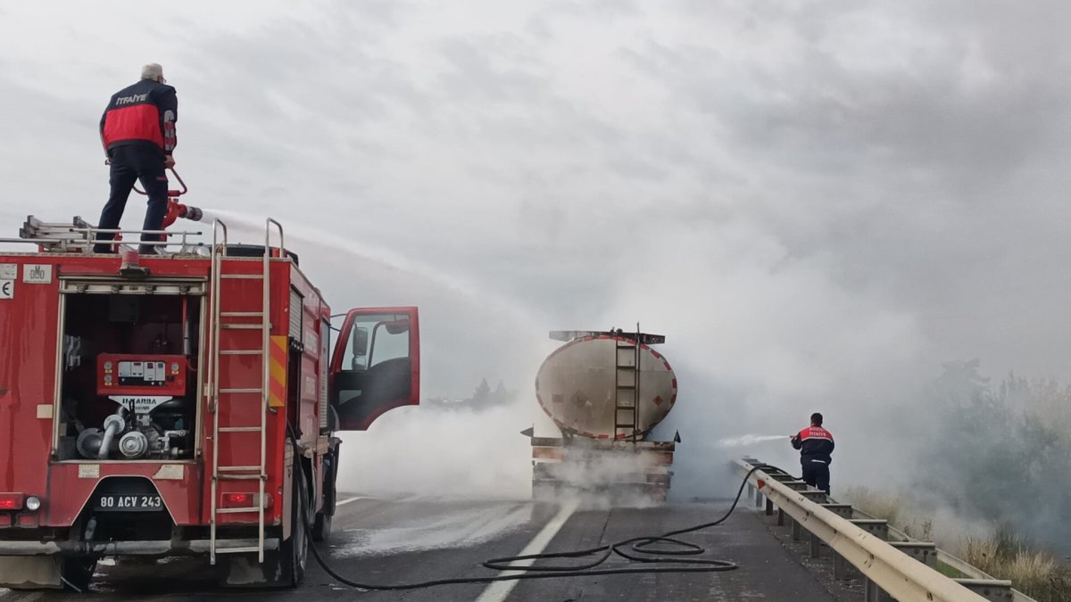 Osmaniye'de seyir halindeki tankerde yangın