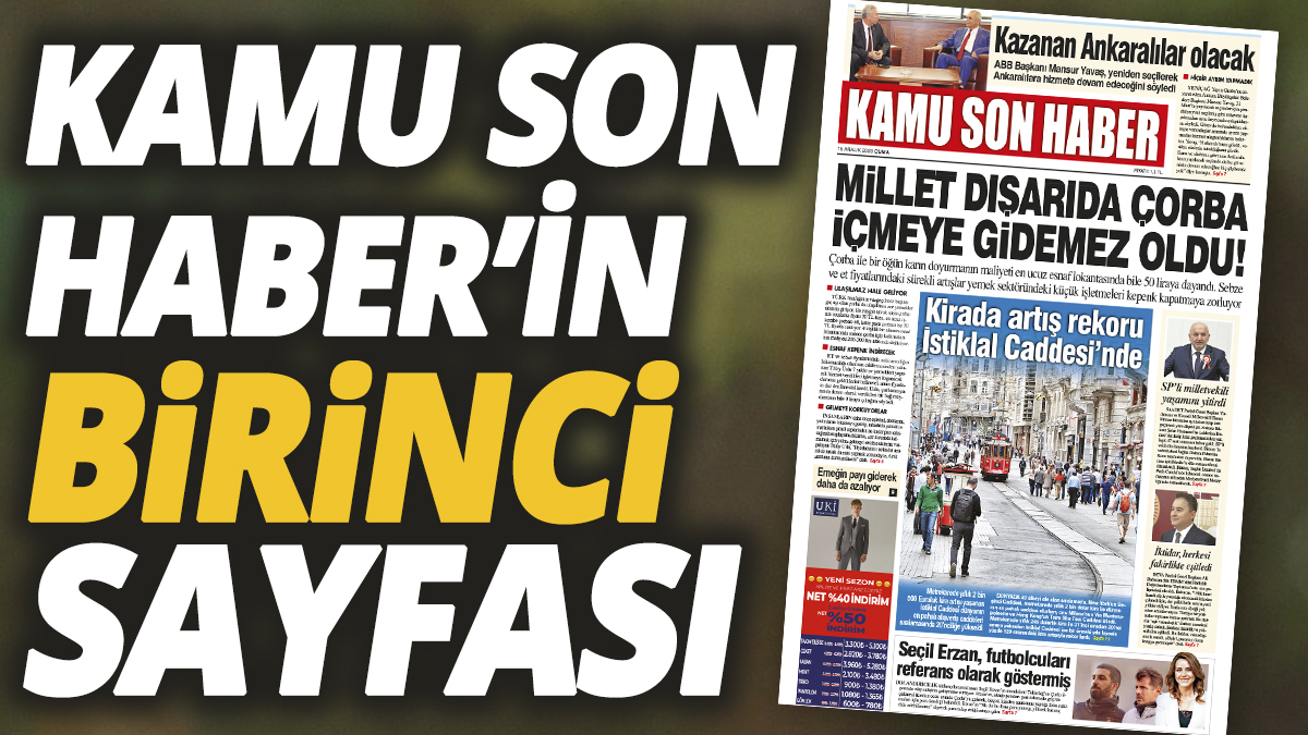 Kamu Son Haber'in birinci sayfası