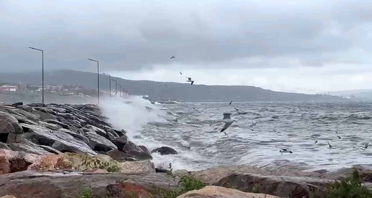 Balıkesir’de fırtına deniz trafiğini durdurma noktasına getirdi