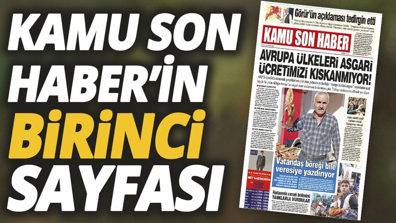 Kamu Son Haber'in birinci sayfası