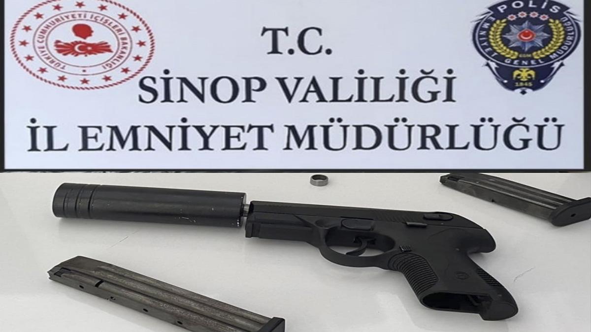 Sinop'ta şüphelinin üzerinden silah ve susturucu çıktı