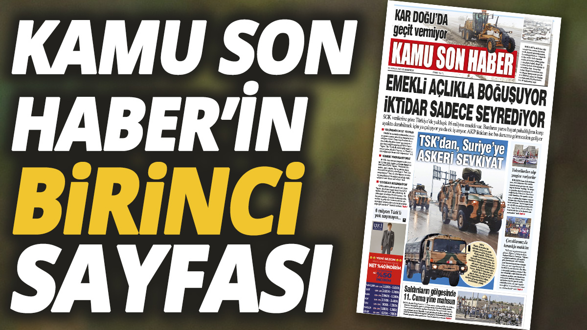 Kamu Son Haber'in birinci sayfası