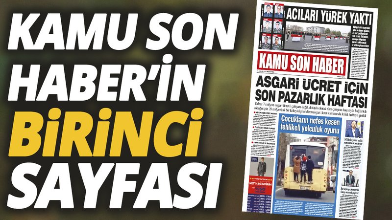 Kamu Son Haber'in birinci sayfası