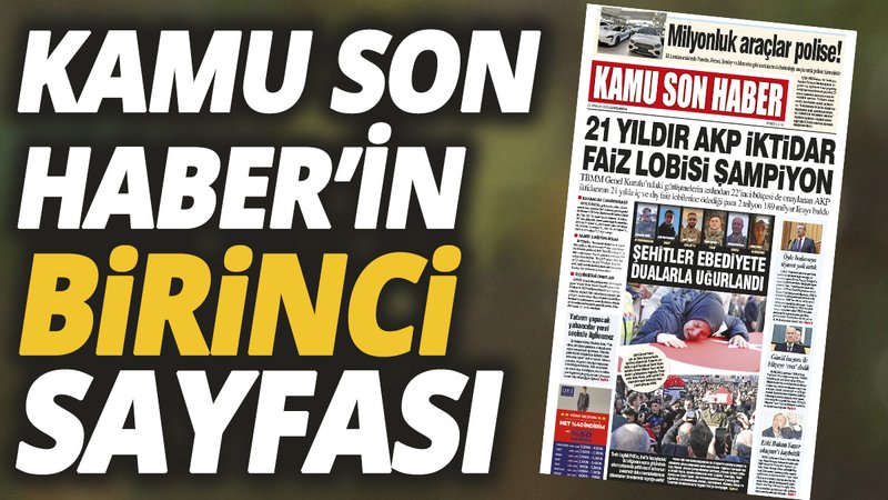 Kamu Son Haber'in birinci sayfası
