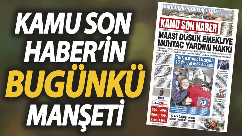 Kamu Son Haber'in birinci sayfası