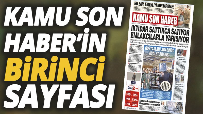 Kamu Son Haber'in birinci sayfası