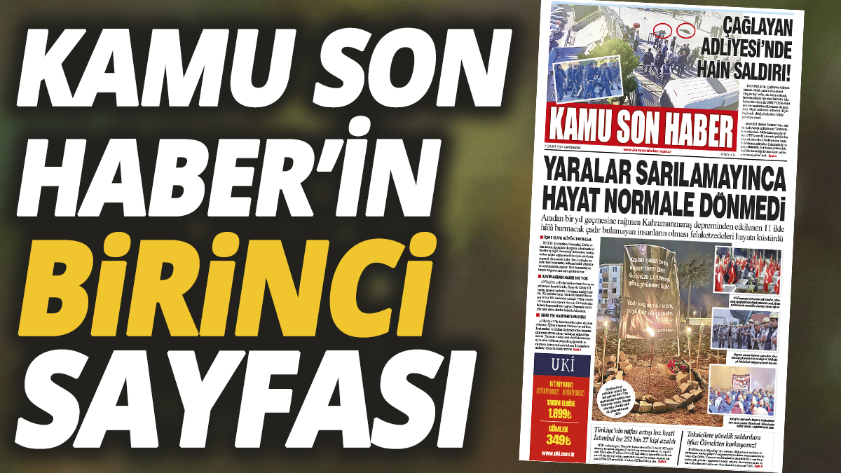 Kamu Son Haber'in birinci sayfası