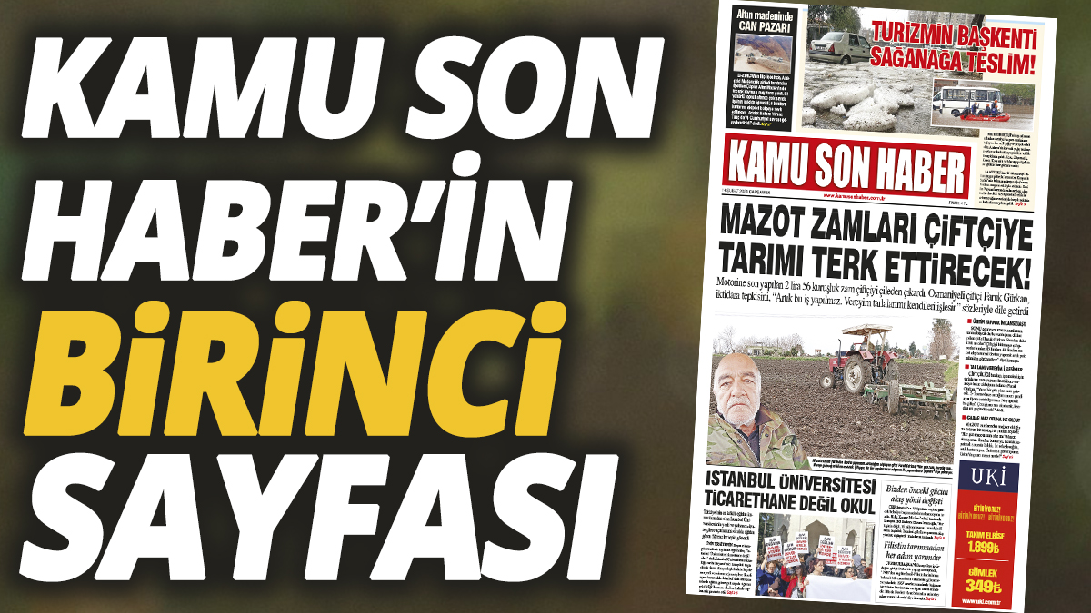 Kamu Son Haber'in birinci sayfası