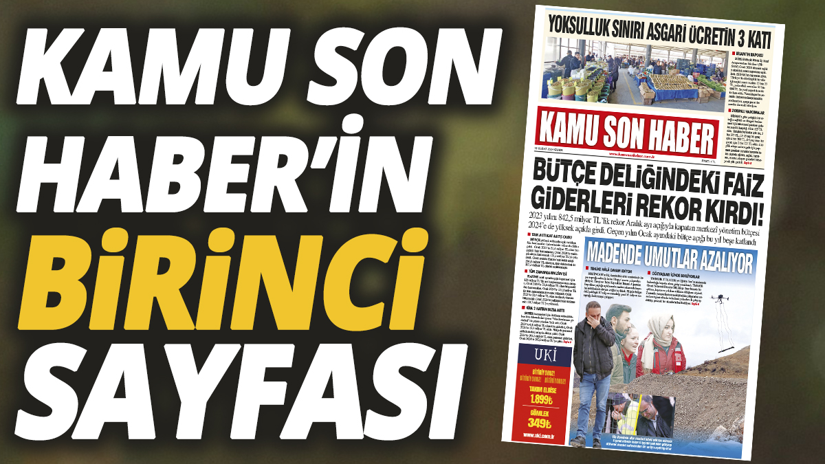 Kamu Son Haber'in birinci sayfası