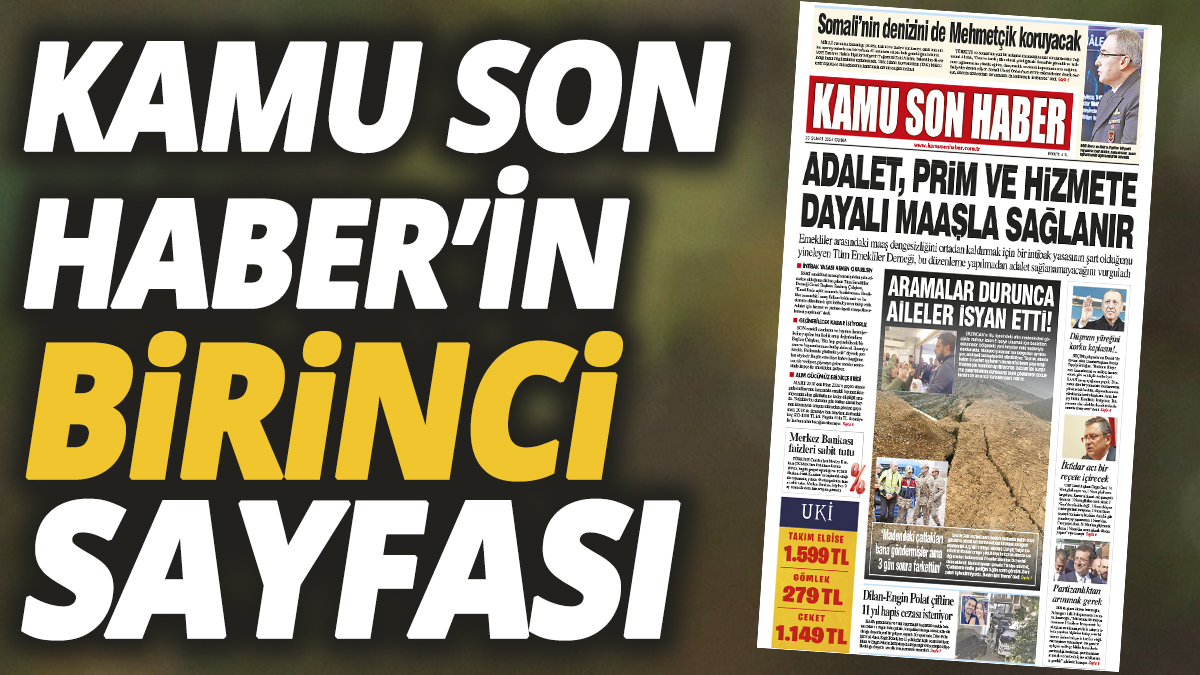 Kamu Son Haber'in birinci sayfası