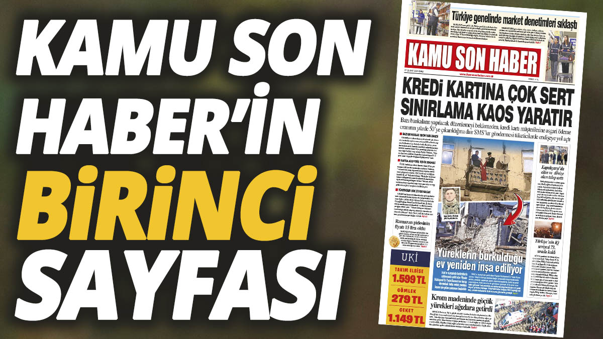 Kamu Son Haber'in birinci sayfası