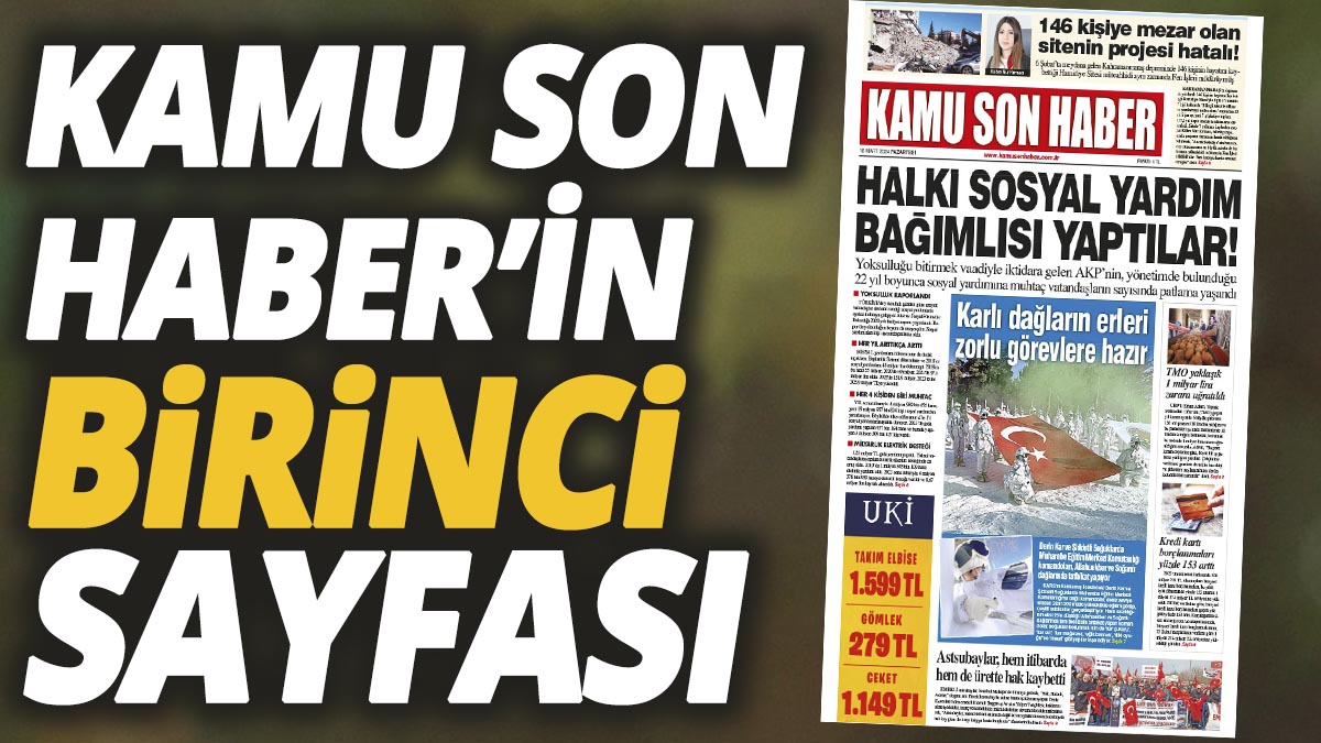 Kamu Son Haber'in birinci sayfası