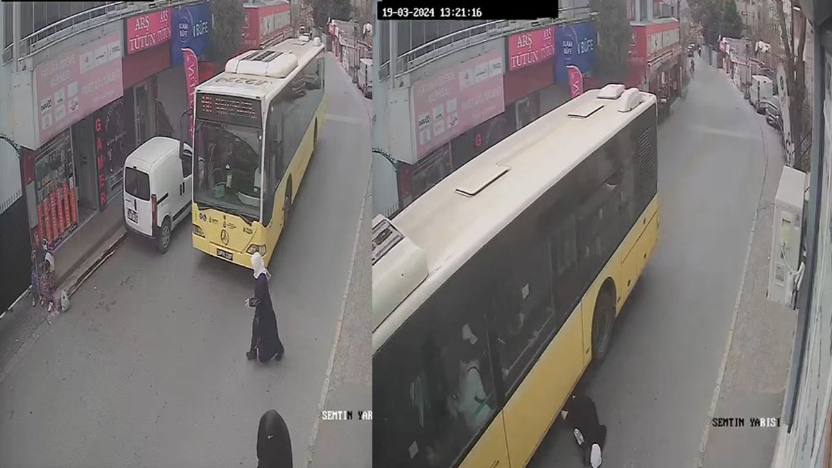 Yaşlı kadına otobüs çarptı O an kameraya takıldı
