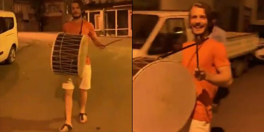 Abdulkadir Parmak Trabzon sokaklarında davul çaldı