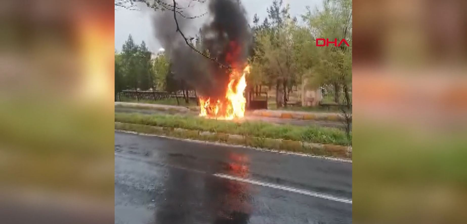 Mardin’den otomobil alev alev yandı