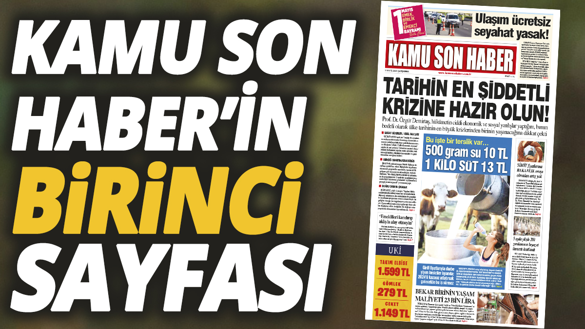 Kamu Son Haber'in birinci sayfası