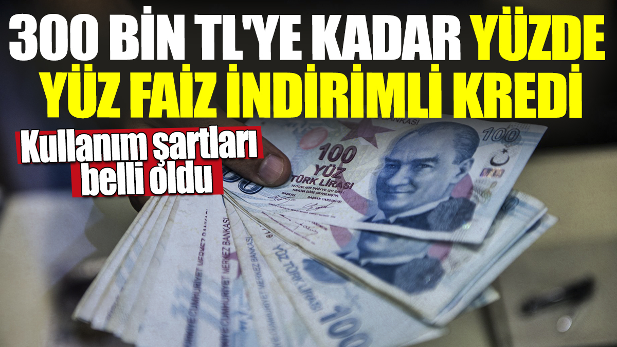 300 bin TL'ye kadar yüzde yüz faiz indirimli kredi! Kullanım şartları belli oldu