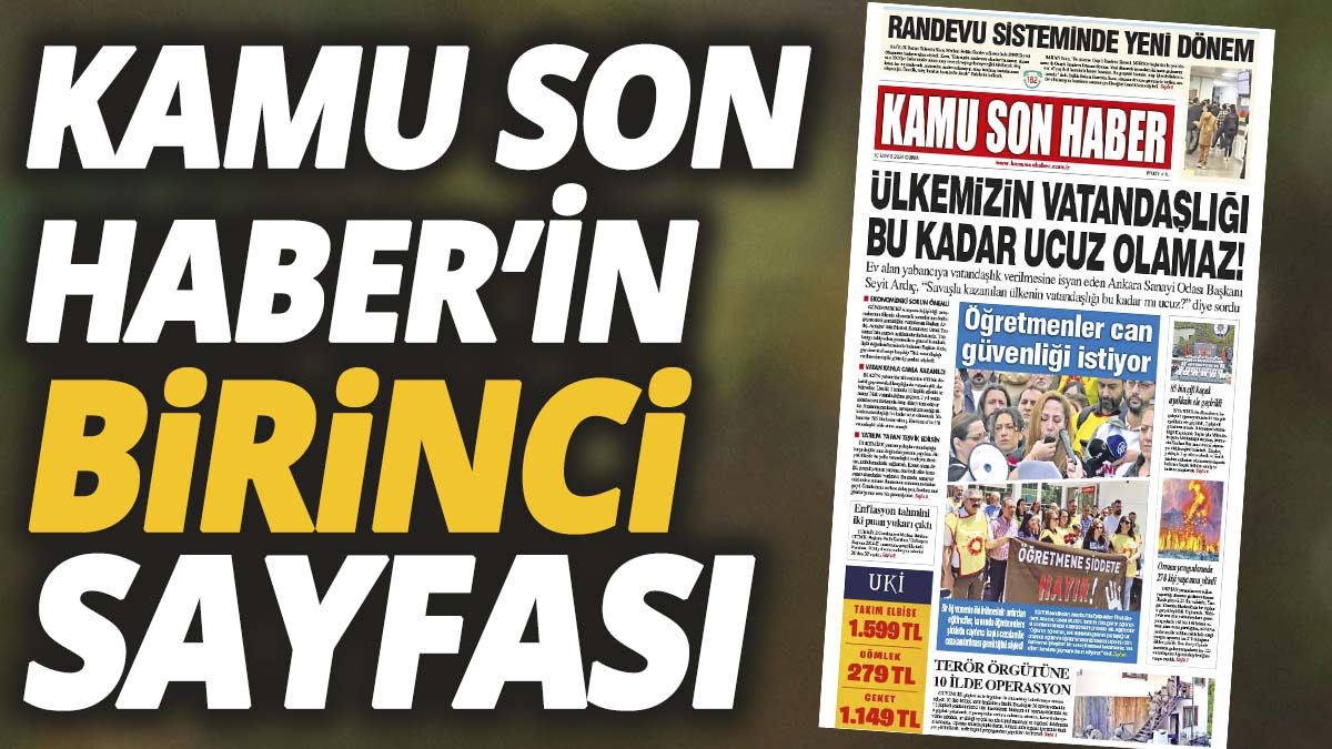 Kamu Son Haber'in birinci sayfası