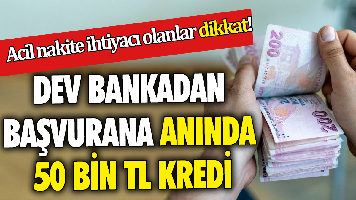 Acil nakite ihtiyacı olanlar dikkat! Dev bankadan başvurana anında 50 Bin TL kredi