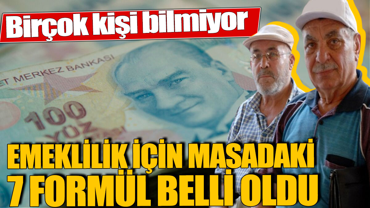 Emeklilik için masadaki 7 formül belli oldu!