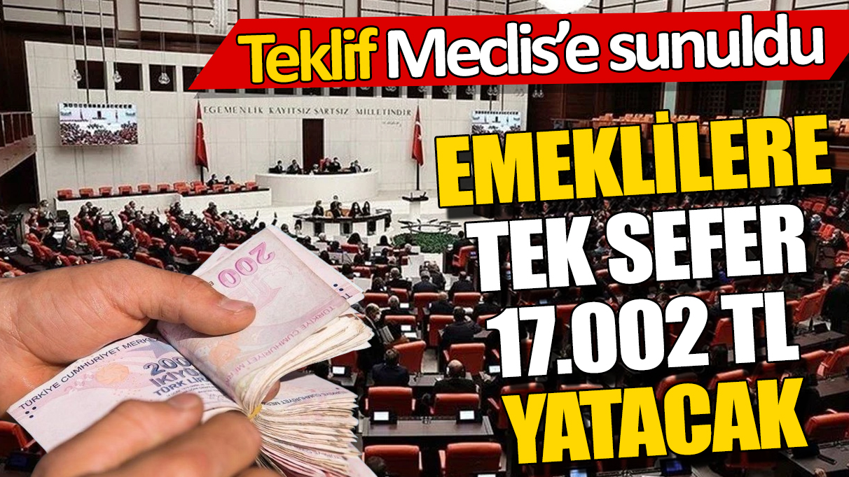 Emeklilere tek sefer 17.002 TL yatacak! Teklif Meclis’e sunuldu