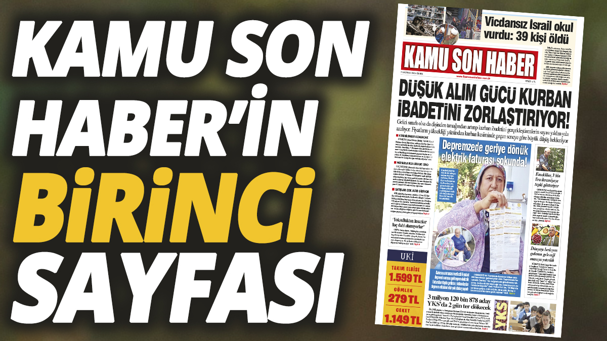 Kamu Son Haber'in birinci sayfası