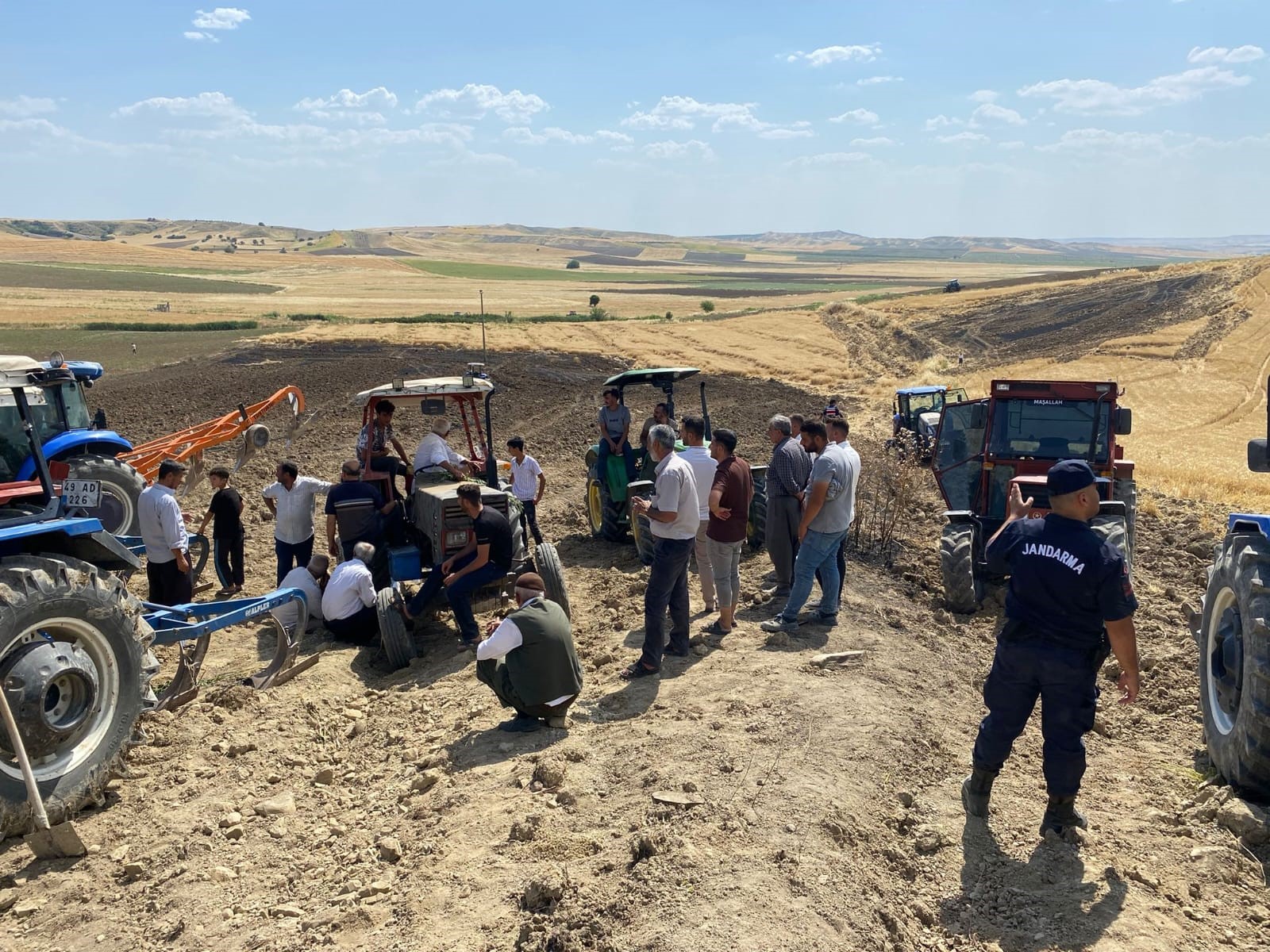 40 dönümlük buğday tarlası kül oldu