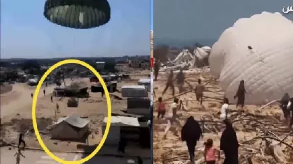 Gazze’ye havadan yapılan yardım çadırın üzerine düştü