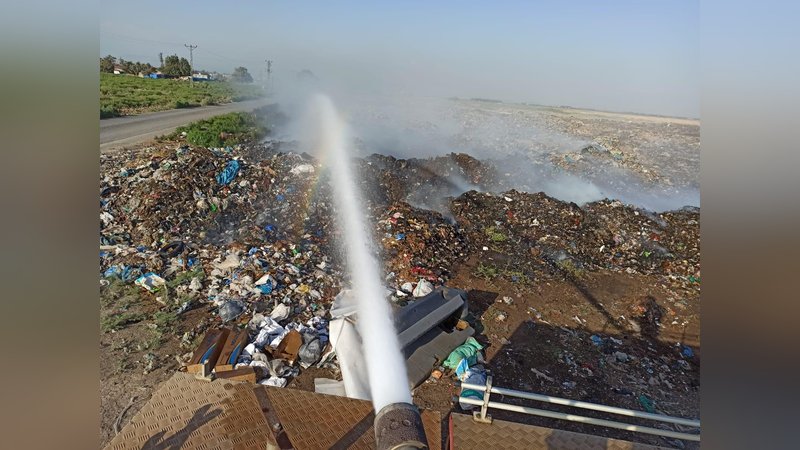 Hatay'da çöplük yangını