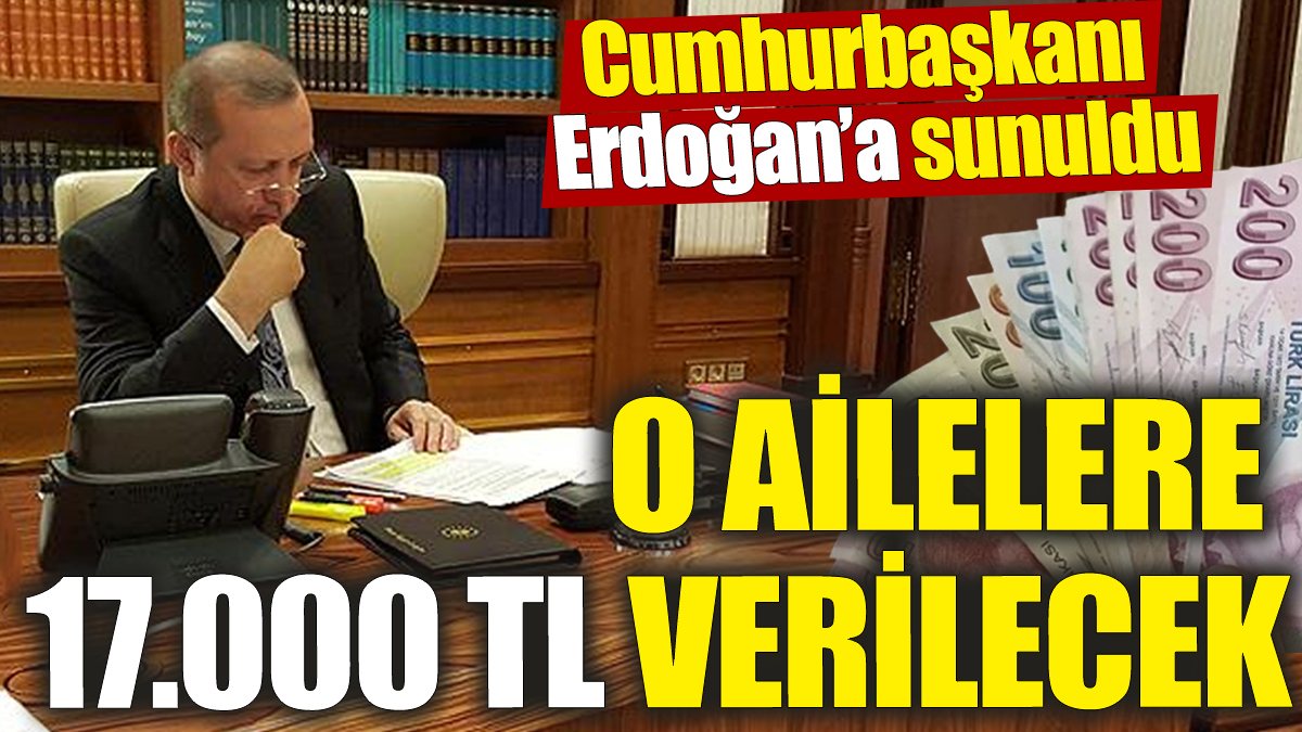 Cumhurbaşkanı Erdoğan’a sunuldu! O ailelere 17.000 TL verilecek