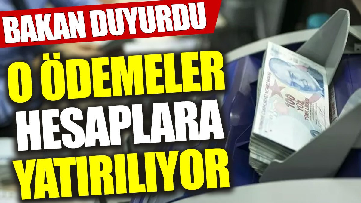 Bakan duyurdu: O ödemeler hesaplara yatırılıyor