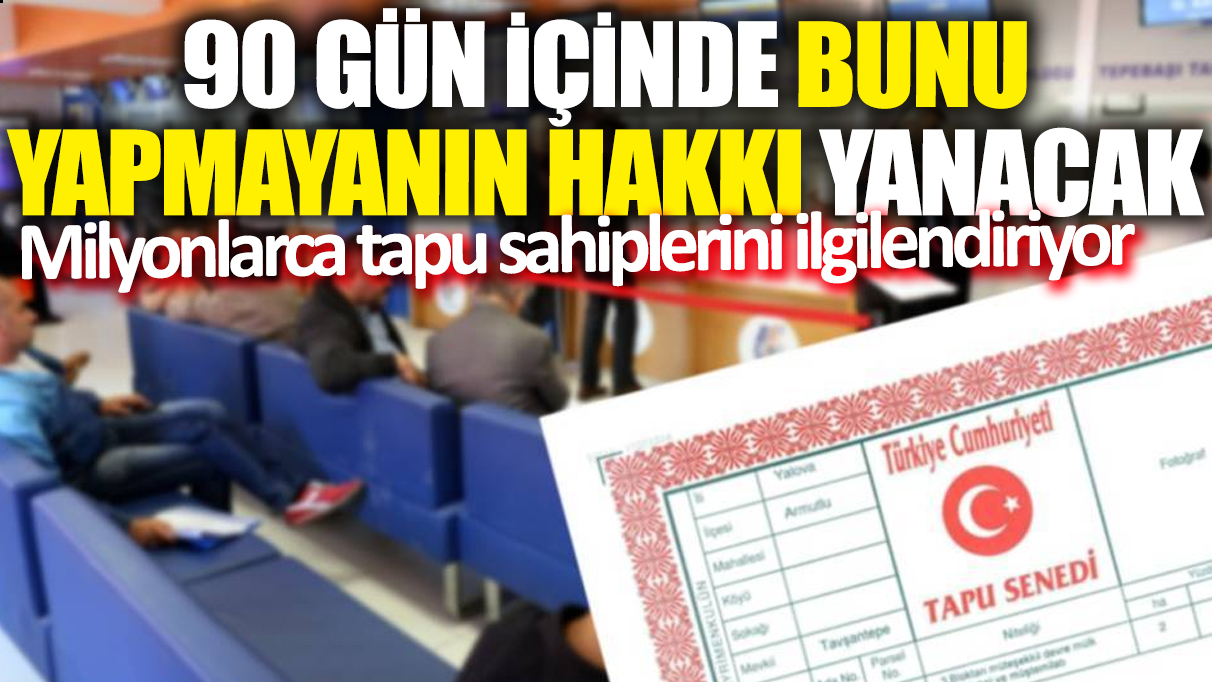 Milyonlarca tapu sahiplerini ilgilendiriyor! 90 gün içinde bunu yapmayanın hakkı yanacak