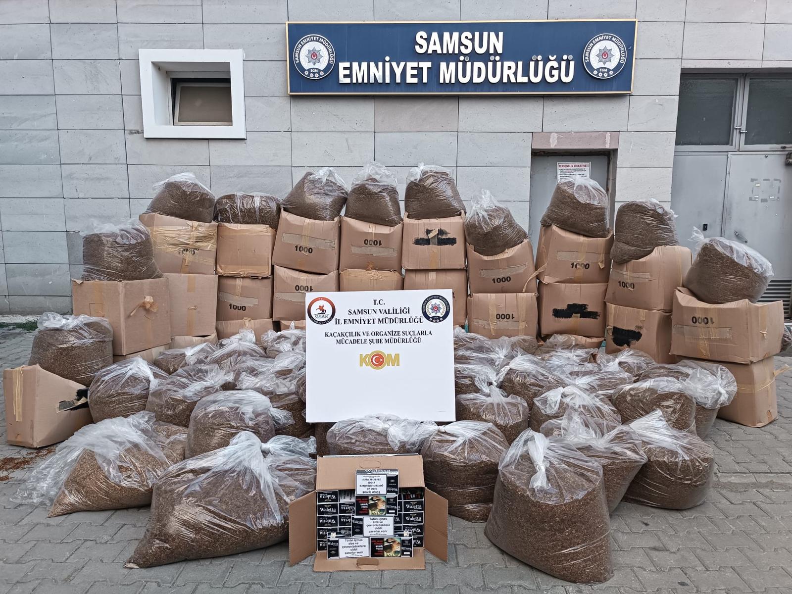 Samsun'da 1 ton tütün ele geçirildi