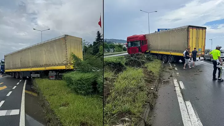 Refüje çıkan TIR'ın şoförü yaralandı